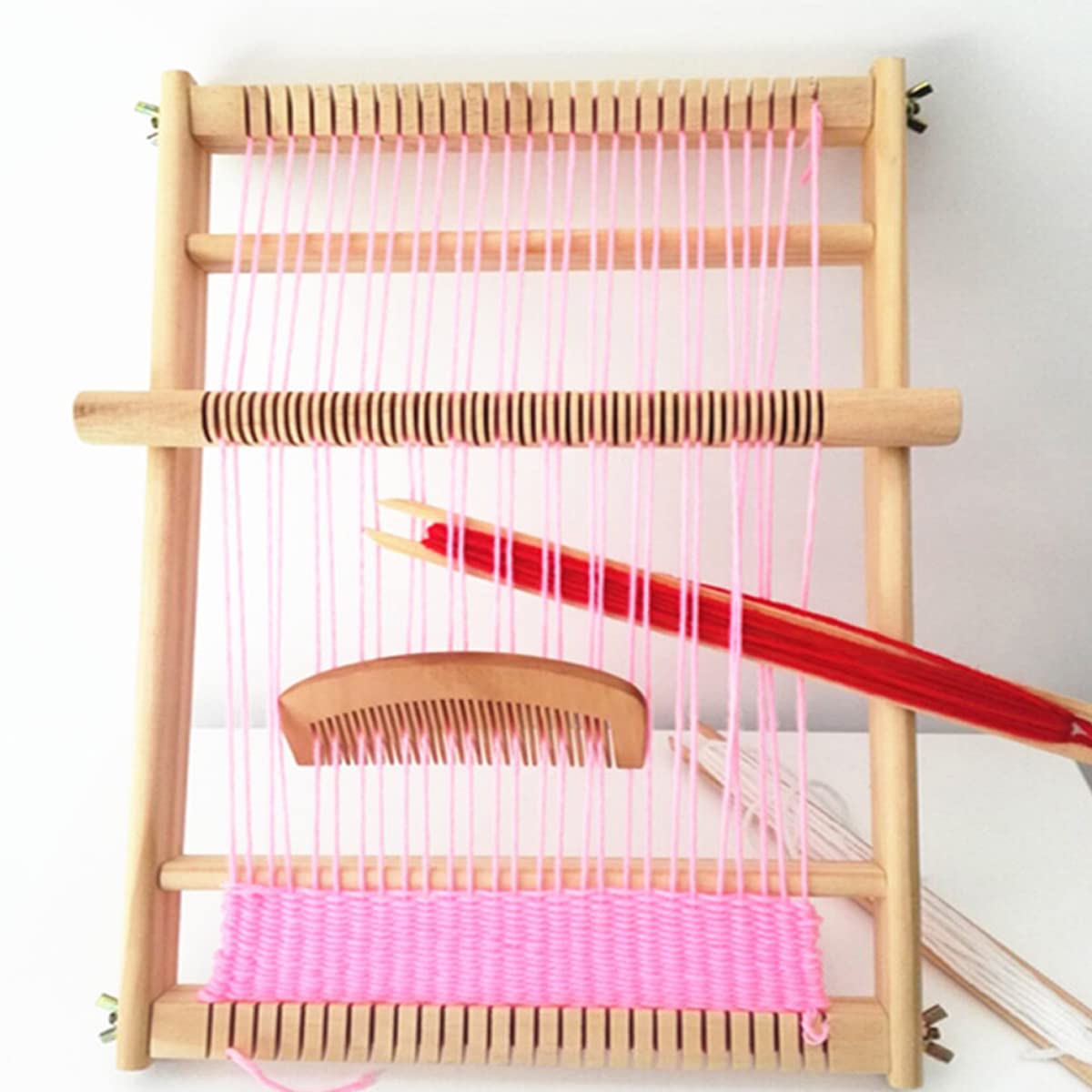 Weaving Loom Kit,Wooden Multi-Craft Weaving Loom Tapestry Loom Large Frame 9.85x 15.5inch,DIY Hand-Knitting Weaving Machinewith Loom Stick Bar for Kids, Adult and Beginners Handcraft Loom