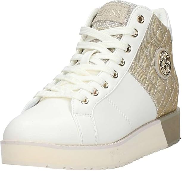 guess shoes white and gold
