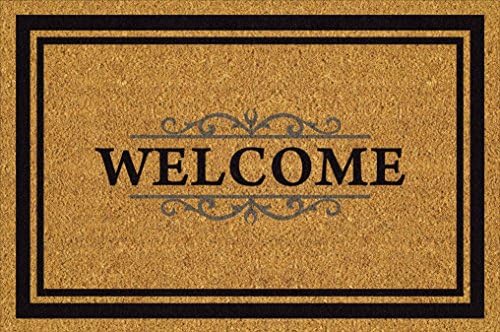 "Ornate Welcome" Doormat by Castle Mats, Size 30 x 48 inches, Non-Slip, Durable, Made Using Odor-Free Natural Fibers