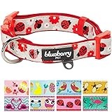 Blueberry Pet 9 Patterns Soft & Comfy The Glam Life of Ladybug with Flower Padded Dog Collar, Medium, Neck 14.5