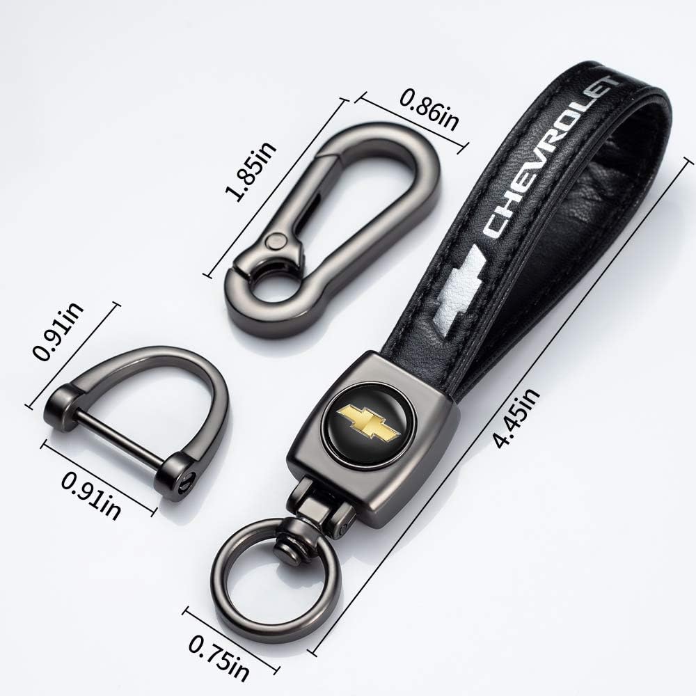 Genuine Leather Key Chain Suit for Chevrolet Camaro Cruze Spark Volt, Malibu Bolt Sonic Trax with a Keychain Keyring Family Present,Accessories(Black): Automotive