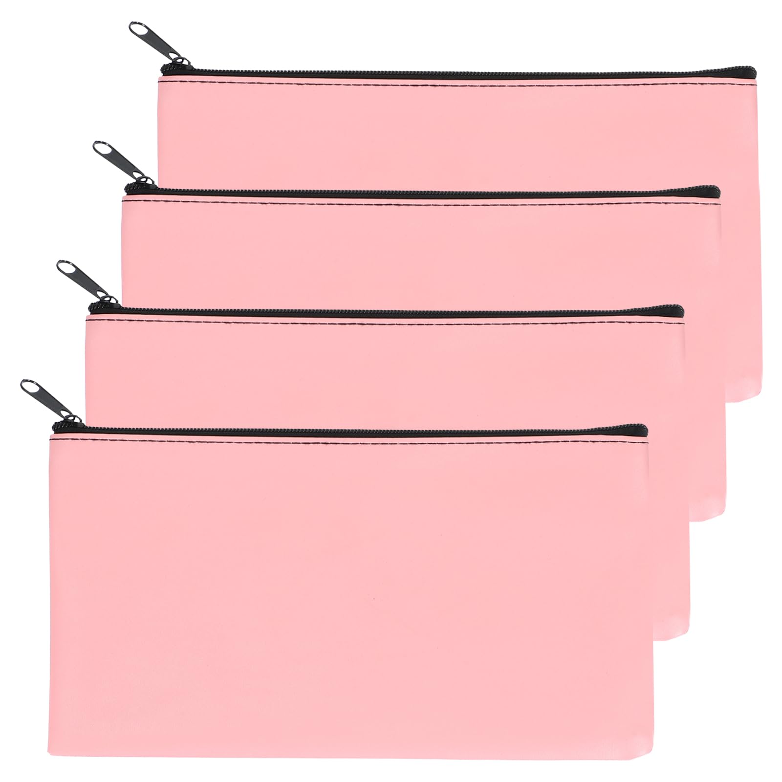 PATIKIL 11"x 6" Bank Deposit Bag, 4Pcs Money Bag Bank Bag Security Money Pouch Receipt Holder for Tickets Coin Makeup Cosmetics Bills, Pink Red