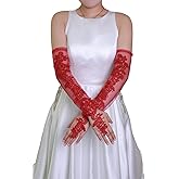 Specell Women's Long Lace Fingerless Gloves Sheer Mesh Tulle Elbow Length Gloves for Bridal Wedding Party Prom Dance Opera