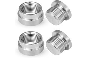 O2 Oxygen Sensor Bung and Plug 304 Stainless Steel M18-1.5,Oxygen Sensor Bung Stepped Style with Plug, Suppied by Hohnnyreet 