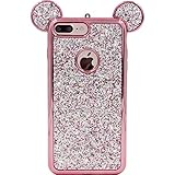 iPhone 7 Plus Case, MC Fashion Cute Sparkle Bling Bling Glitter 3D Mickey Mouse Ears Soft and Protective TPU Rubber Case for iPhone 7 Plus (Rose Gold)