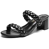 DREAM PAIRS Women's Two Braided Strap Low Heels for Women Open Toe Block Chunky Heels Sandals Holiday Party Wedding Dress Pumps Shoes
