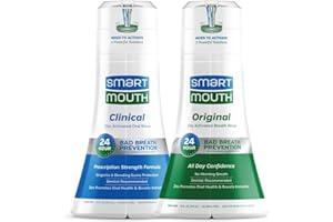 SmartMouth DDS Activated Clinical Mouthwash & Original Activated Mouthwash - Adult Mouthwash for Fresh Breath - Clean Mint Flavor (Clinical) & Fresh Mint Flavor (Original), 16 fl oz Each