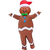 JYZCOS Gingerbread Man Inflatable Costume for Adults，Unisex Blow-up Christmas Party Outfit for Easter Egg Hunts, Halloween Parties/Xmas/Holiday Party
