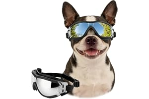 LESYPET Dog Goggles Medium Breed, Anti-UV Eye Protection Dog Sunglasses for Riding, Dust-Proof Puppy Goggles with Adjustable 