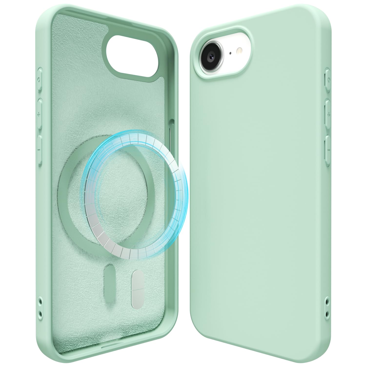 Photo 1 of oakxco Silicone Case for iPhone 16e Compatible with Magsafe Magnetic Wireless Charging, Slim Thin Soft Rubber Gel with Magnet, Matte TPU Mag Cover for Women Men, Mint Green