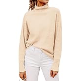 Yousify Womens Ribbed Mock Neck Batwing Sleeve Sweater Loose Knitted Pullover Sweaters Jumper Tops