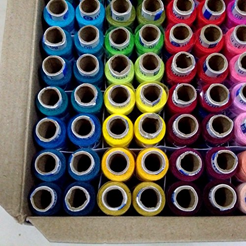 Assorted SET LOT of 100 Tubes Spools 100% Spun Polyester 2 ply Sewing Machine Thread Yarn