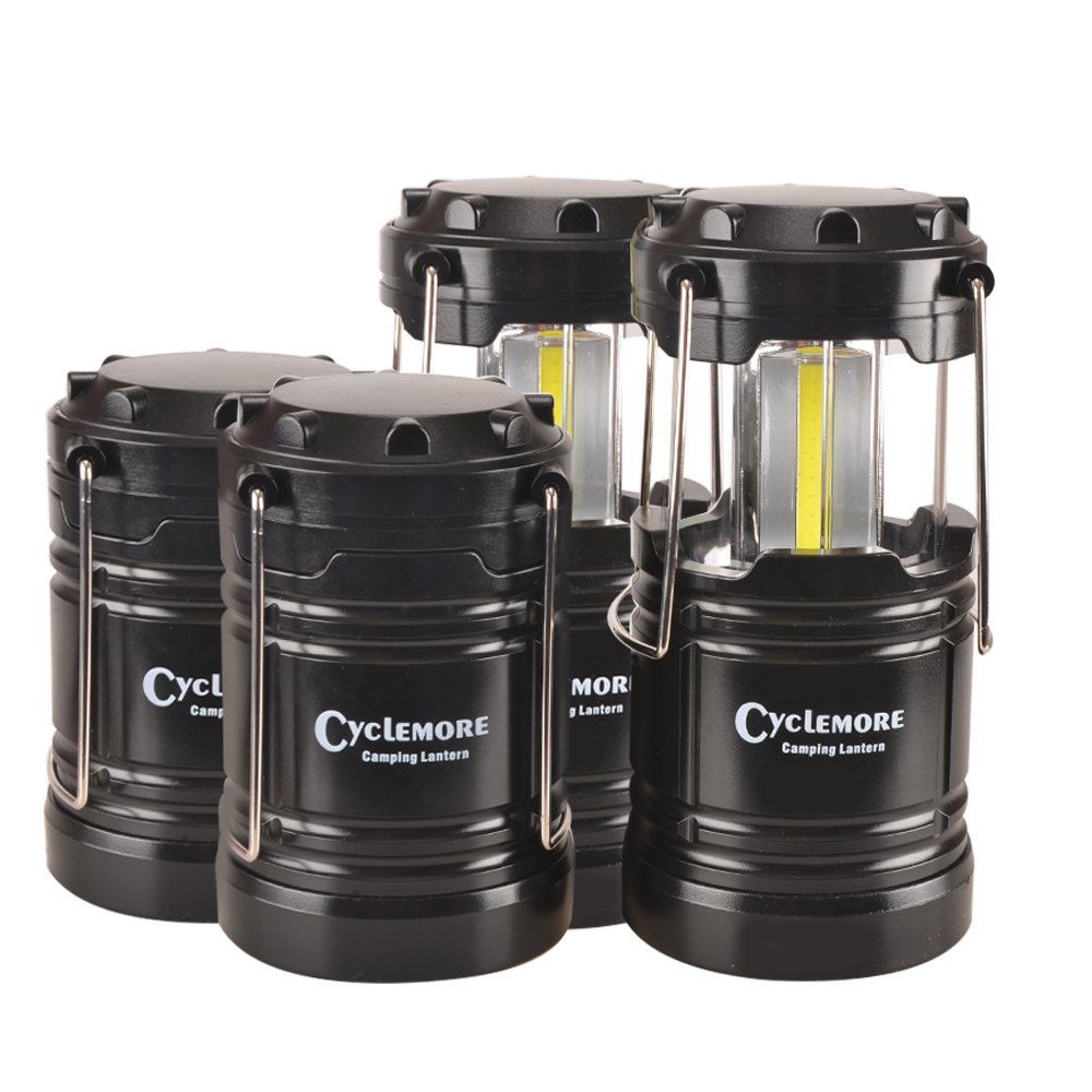Portable Outdoor COB Camping Lantern LED Flashlight Water Resistant Collapsible Tent Light with Magnetic Base&Hook for Hiking,Emergencies,Hurricanes,Outages,Fishing(Batteries Not Included)(4 pack)