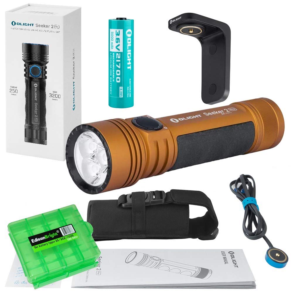 Olight Seeker 2 Pro USB Rechargeable 3200 Lumen LED Flashlight with Charging bracket, Olight Recharg
