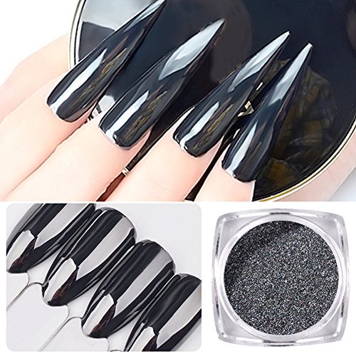1 Box Black Mirror Nail Powder Shining Manicure Nail Art Chrome Pigment Glitter Dust Decoration