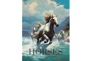 Horses Charm Coloring Book: 50 Single-Sided Unique and Beautiful Coloring Pages. Perfect Gift for Nature Lovers, Adults and Kids (Animals)