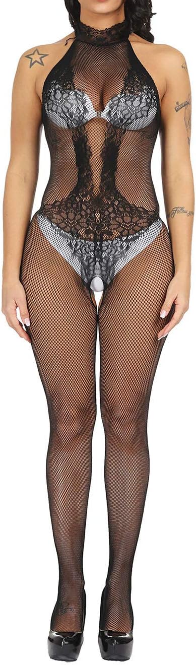 LemonGirl Fishnet Bodystockings Lingerie for Women Open Crotchless Bodysuit Stockings Free Size