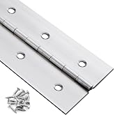 Heavy Duty Piano Hinge 48 Inch x 3 Inch, 0.060" Leaf Thickness | Stainless Steel Continuous &amp; Piano Hinges with Holes, 48" Continuous Hinges for Cabinet, Door, DIY Wood Boxes