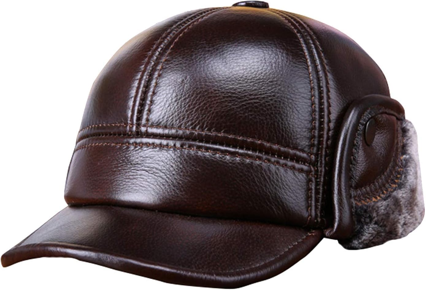 Men's Leather Aviator Hats with Earflaps Faux Classic Winter Fleece