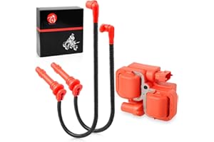 MOTO1988 Ignition Coil and Spark Plug Wire Cap Compatible with Polaris Ranger Crew XP 900 1000 General XP 4 1000 2013-2023 3022662 4014032 4014033 4017692 4017693