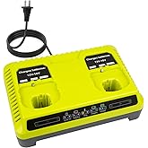ARyee 2 Ports P117 Replacement Ryobi Dual Charger for Ryobi 18v Battery ONE+ P117 P118 12V-18V Max Li-Ion NiCd NiMh Battery P100 P102 P103 P105 P107 P108 Battery Dual Chemistry Fast Charger