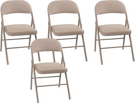 Amazon Com Cosco Vinyl Folding Chair Antique Linen 4 Pack