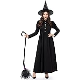 Clarisbelle Women Halloween Gothic Cosplay Wizad Elpheba Cool Adult Costume Maxi Wicked Witch Evil Sorceress Outfit Black M