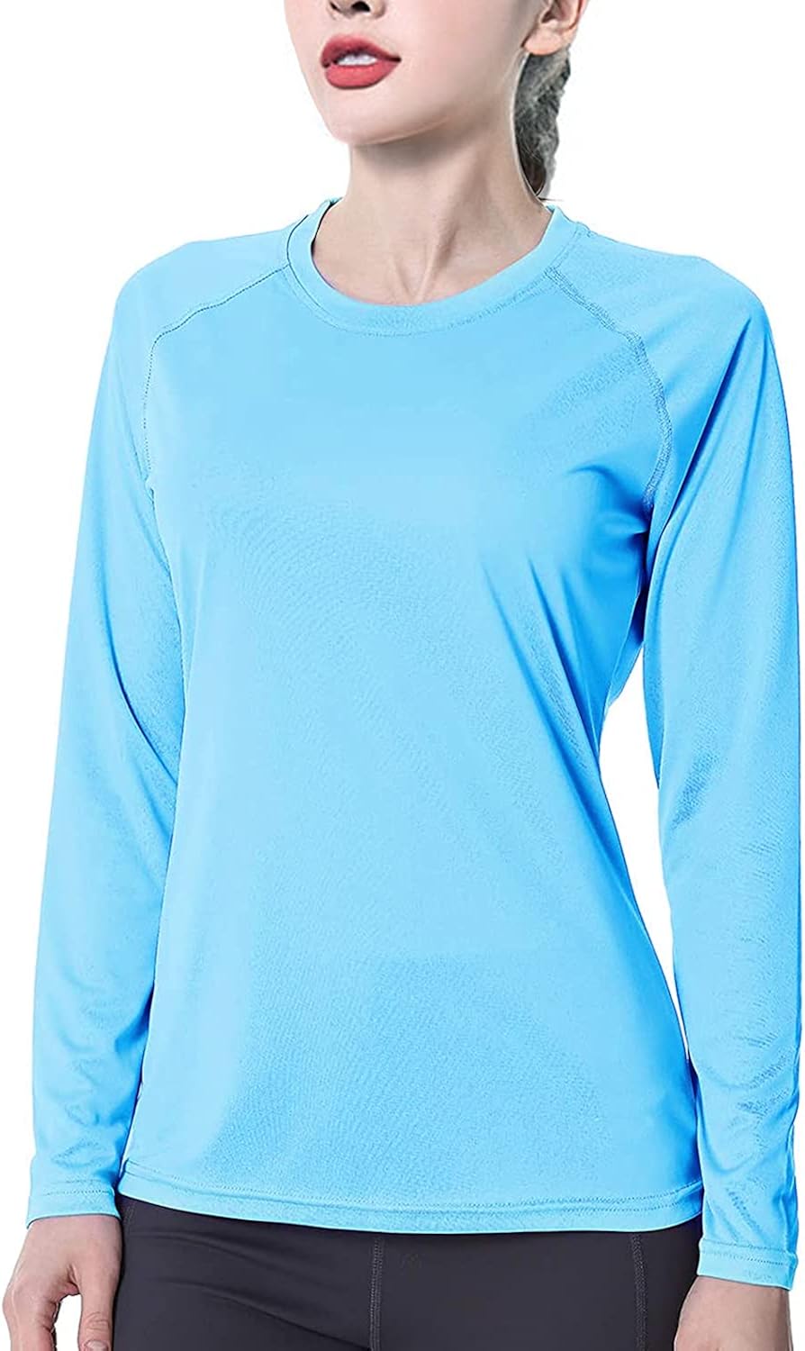 Women's UPF50+ Long Sleeve UV Sun Protection Shirts Quick Dry Rash Guard Swim Outdoor T-Shirt for Fishing Running Workout: Clothing