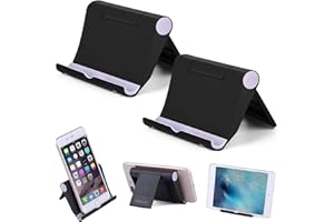 COOLOO Cell Phone Stand Multi-Angle,【2 Pack】 Tablet Stand Universal Smartphones for Holder Tablets(6-11"), e-Reader, Compatible Phone XS/XR/8/8 Plus/7/7 Plus, Galaxy S8/S7/Note 8, Air, Mini, Pixel 2(Black)