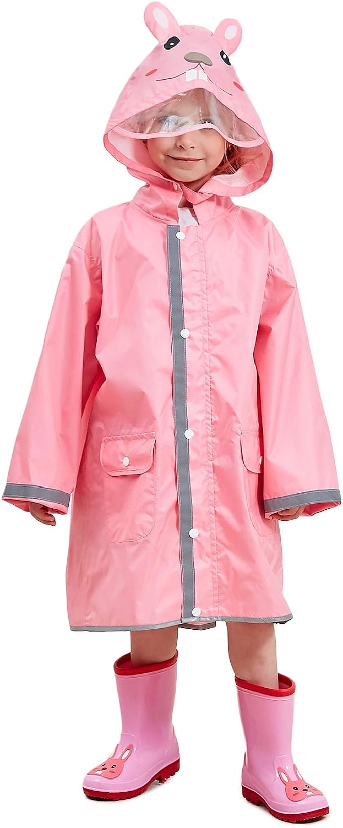 Adorel Boys' Rain Coat Waterproof Raincoat Reflective Long Amazon.co