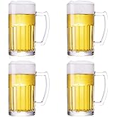 TUSAPAM 4 Pack Heavy Beer Mugs, Large Beer Glasses with Handle, 20 Ounce Glass Steins, Classic Beer Mug glasses Set