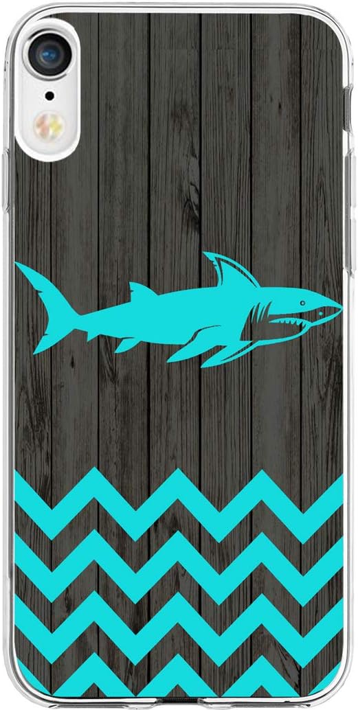 Case for Phone XR & MUQR Gel Silicone Slim Drop Proof Protection Cover Compatible with iPhone XR/10R 6.1 Inches 2018 & Chevron Shark Animal Vintage