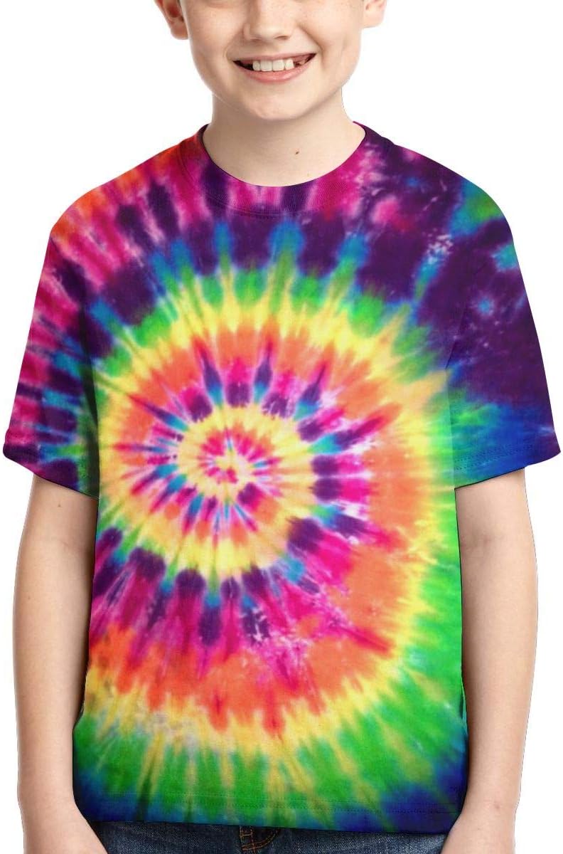 TUIO Tie Dye Youth T-Shirts Short Sleeve 3D Print Children Tops Tee T-Shirt XS
