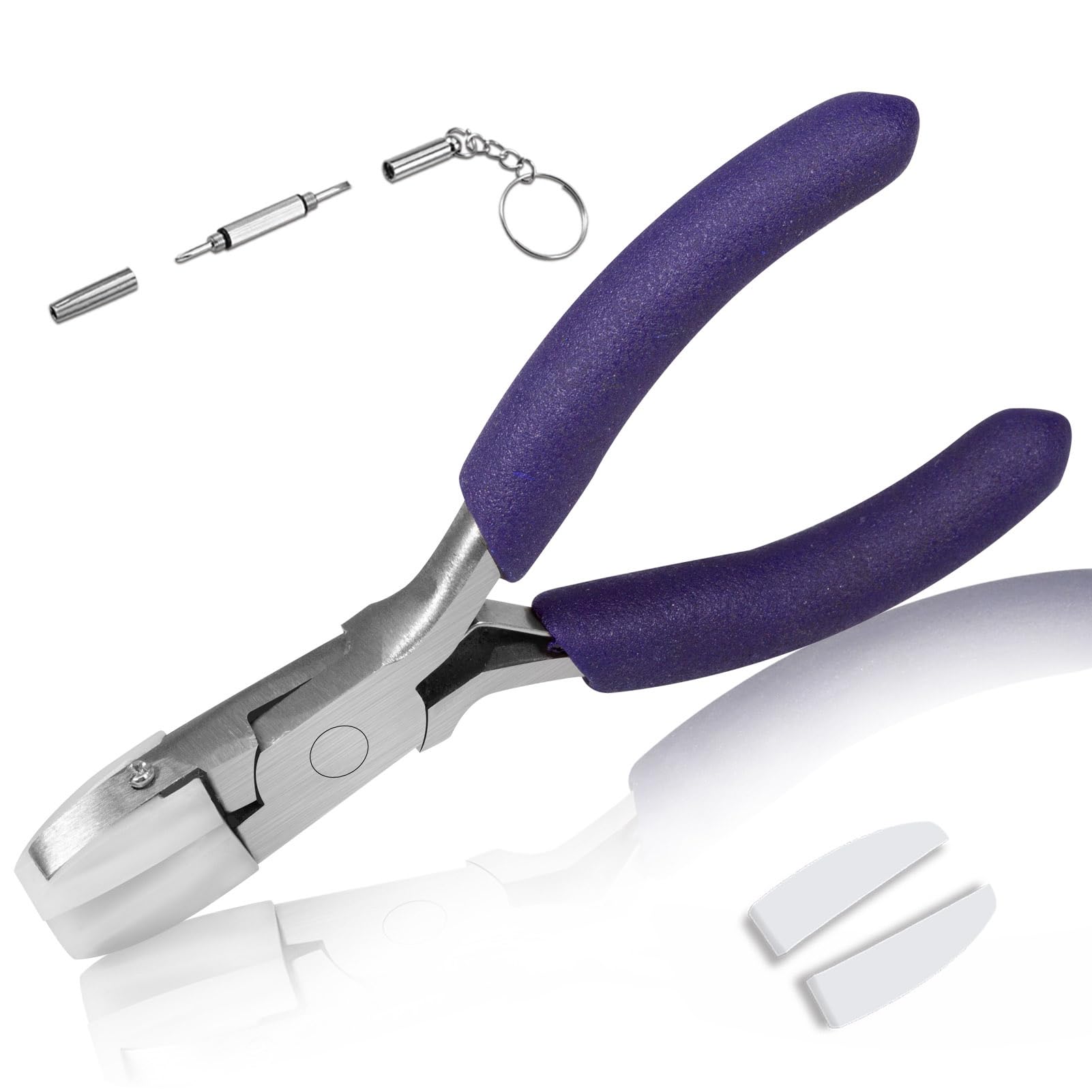 SPEEDWOX 3.5 Inches Flat Nose Plier Nylon Jaw Pliers with a Pair of Replacement Nylon Jaws and a Screwdriver Wire Wrapping Tool Jewelry Making Tool Mini Wire Straightentener Wire Bending Jig