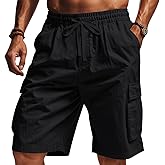 TRFIC Men's Beach Cargo Shorts Waist with Drawstring Light Weight Multi-Pocket for Summer Outdoor Wear Athletic Short Pant