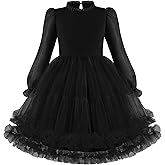 Arshiner Toddler Tutu Dress Girls Puff Long Sleeve Fall Winter Formal Party Tulle Dresses 3-8Y
