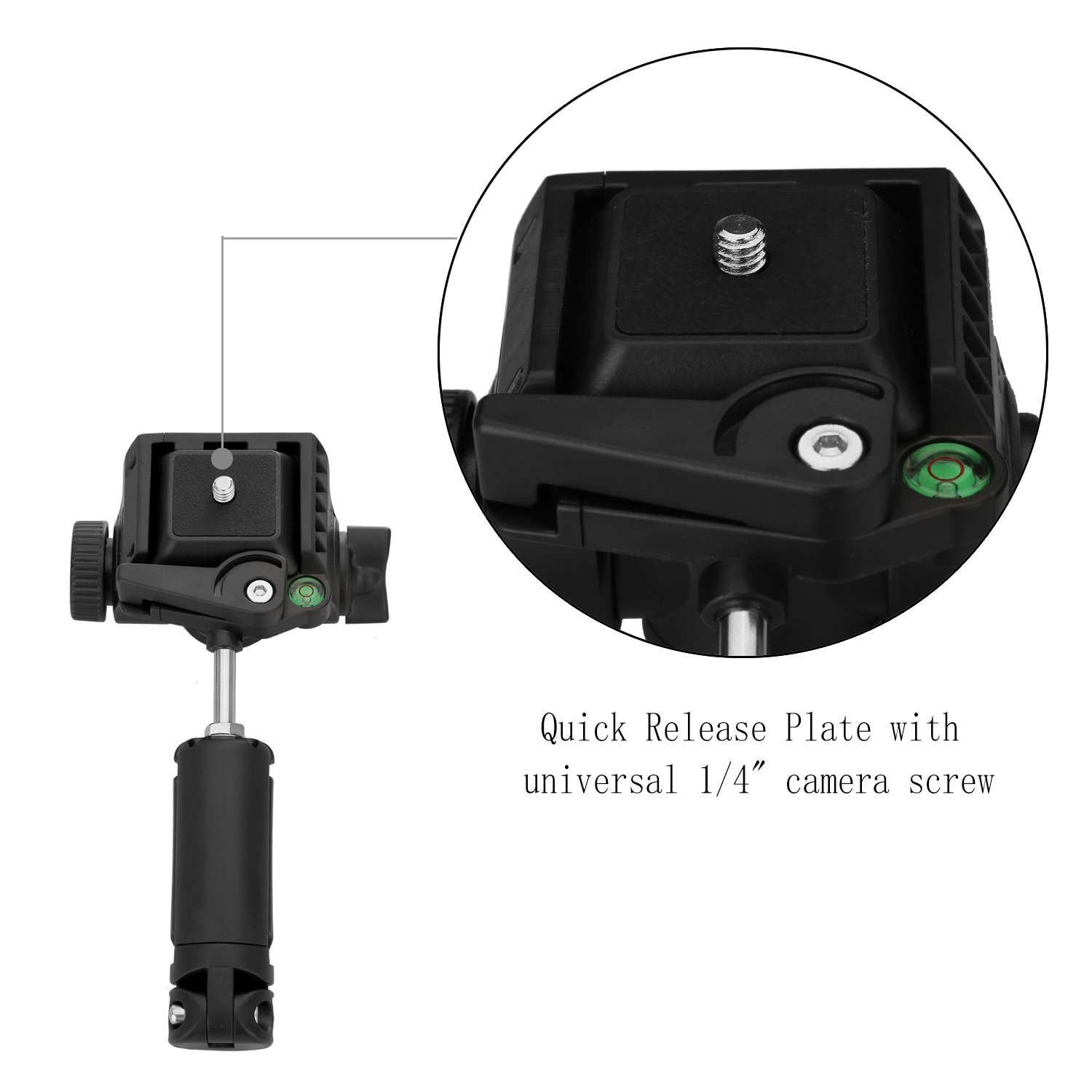 Kamisafe KINGJOY VT-1310 Portable Lightweight Camera Video Tripod Pan Tilt Head with 1/4\