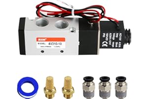 RIH Pneumatics Solenoid Valve 4V310-10 12V/24V/110V Series Single Coil Pilot-Operated Electric 2 Position 5 Way Connection Type (AC110V/Out of line, 3/8"NPT)