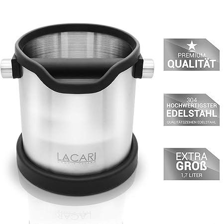 Lacari ® Premium Abschlagbehälter - Perfekt Für Espresso Kaffeemaschine - Hochwertiger Abklopfbehälter Aus Edelstahl - Kaffe 