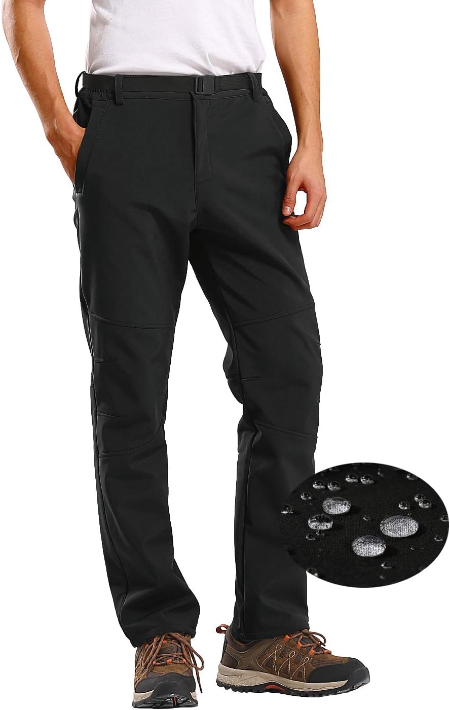 Kolongvangie Men's Outdoor Fleece Lined Ripstop Comfortable Snow Pants