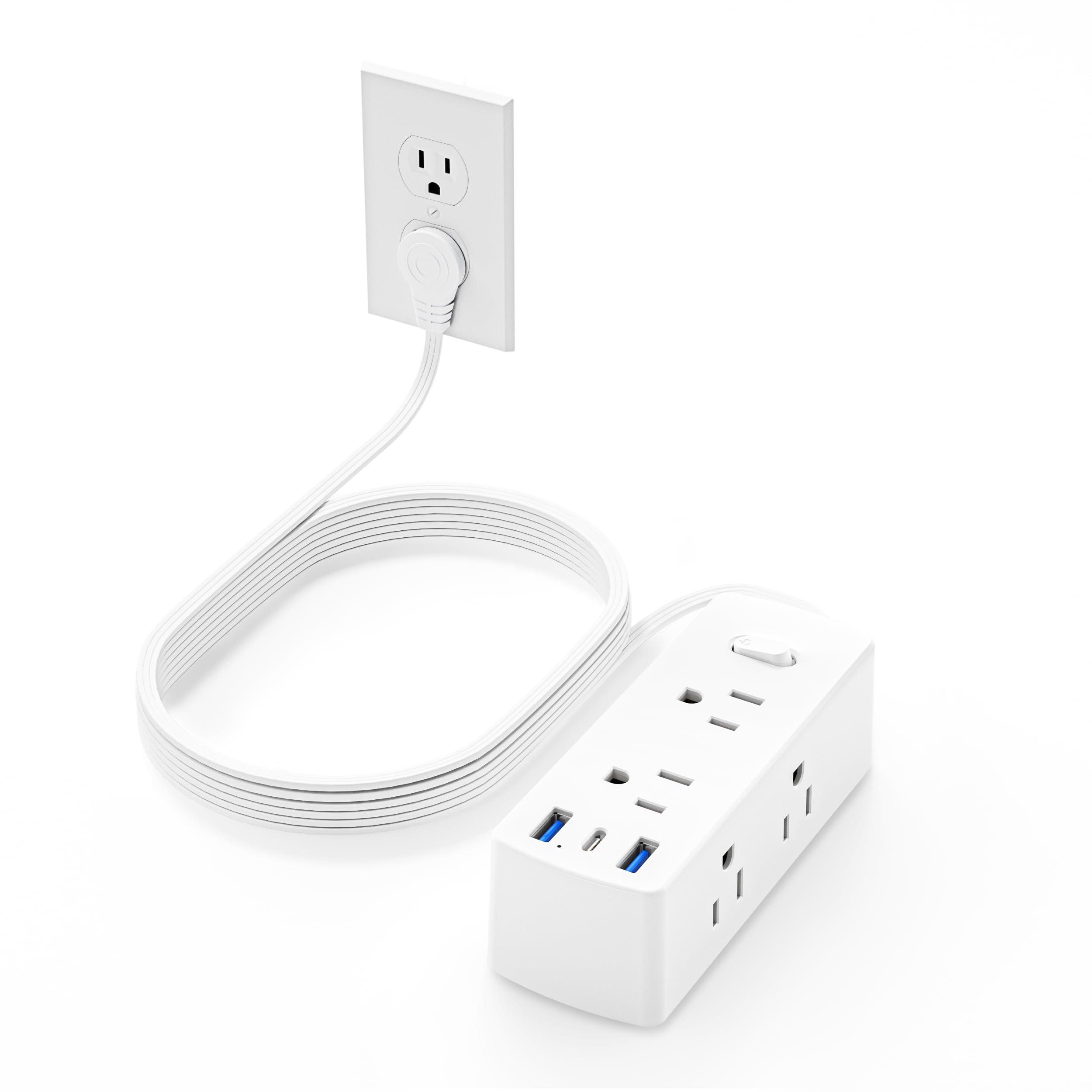 Flat Extension Cord 10ft, Olcorife Flat Plug Power