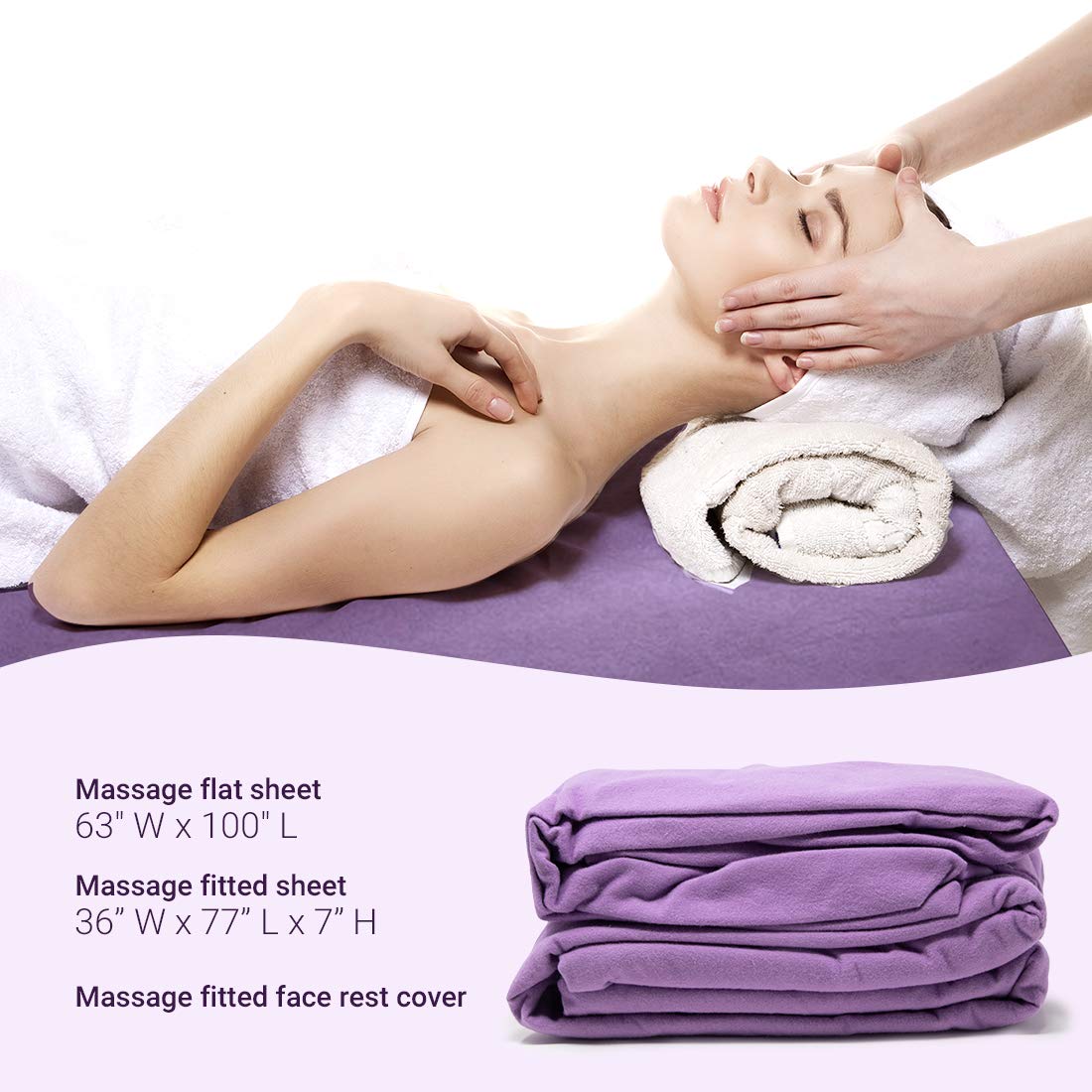 ForPro Premium Flannel 3-Piece Massage Sheet Set, Lavender, for Massage Tables, Includes Massage Flat Sheet, Massage Fitted Sheet, and Massage Fitted Face Rest Cover : Beauty
