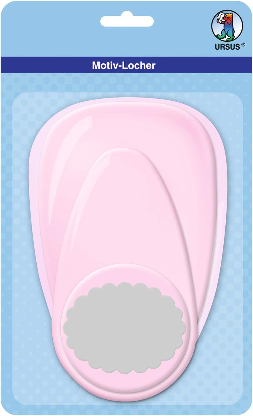 Ursus 19460082 Motif Punch with Lever, Jumbo, Oval Bow line, Approx. 76.2mm Pink