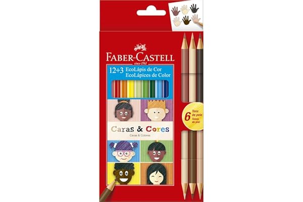 ECOLAPIS 12+3 CARAS & CORES, Faber-Castell, 120112CC, Tons de pele