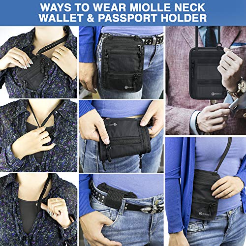 Neck Wallet Passport Holder Neck RFID Blocking Travel Pouch Travel Neck