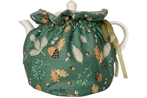 KABAKE Cotton Tea Cozy, Teapot Cozies with Hazelnuts Leaves Dust Proof Insulated Teapot Cover Keep Tea Warm Home Kitchen Table Decorative Accessories Tea Kettle Quilt for Hotel Restaurant Tea Party, Green