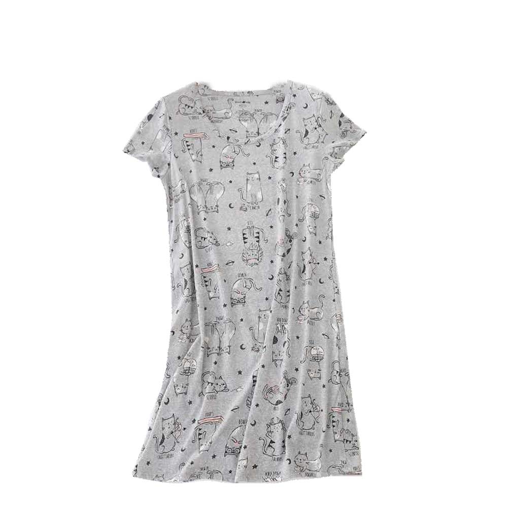 ENJOYNIGHT Womens\' Short Sleeve Nightgown Print Sleep Dress Cute Sleepwear (X-Large, Cat)