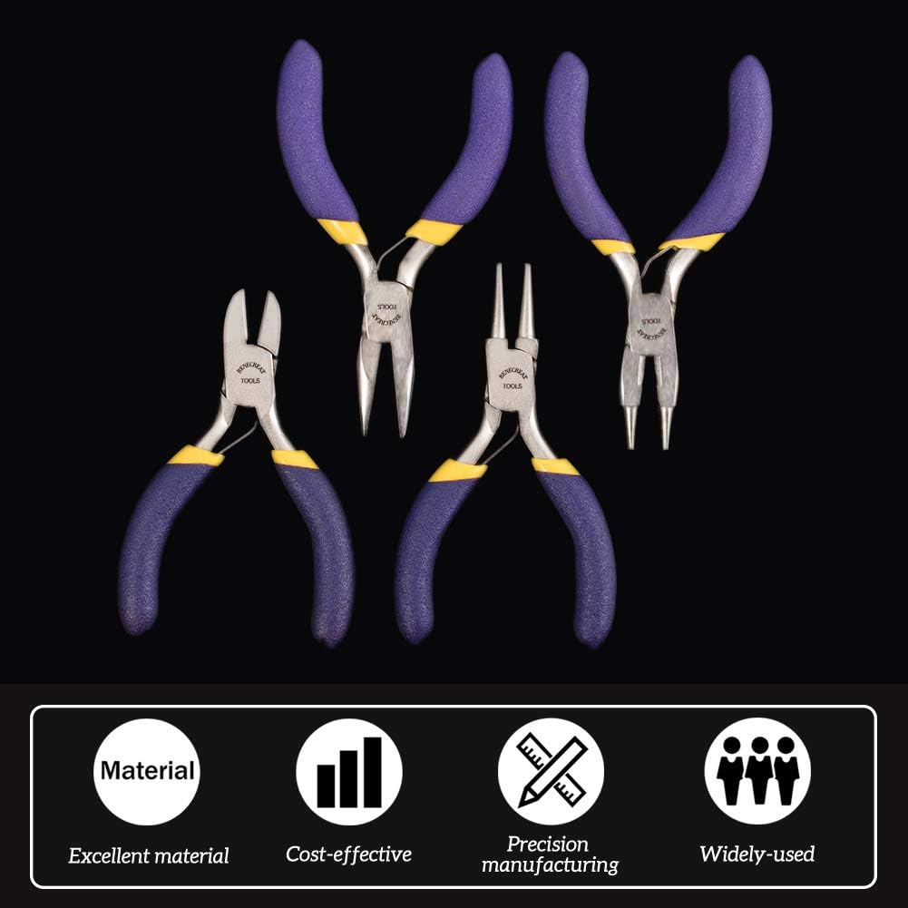 BENECREAT 4Piece Mini Jewelry Pliers Set, Professional Mini Precision