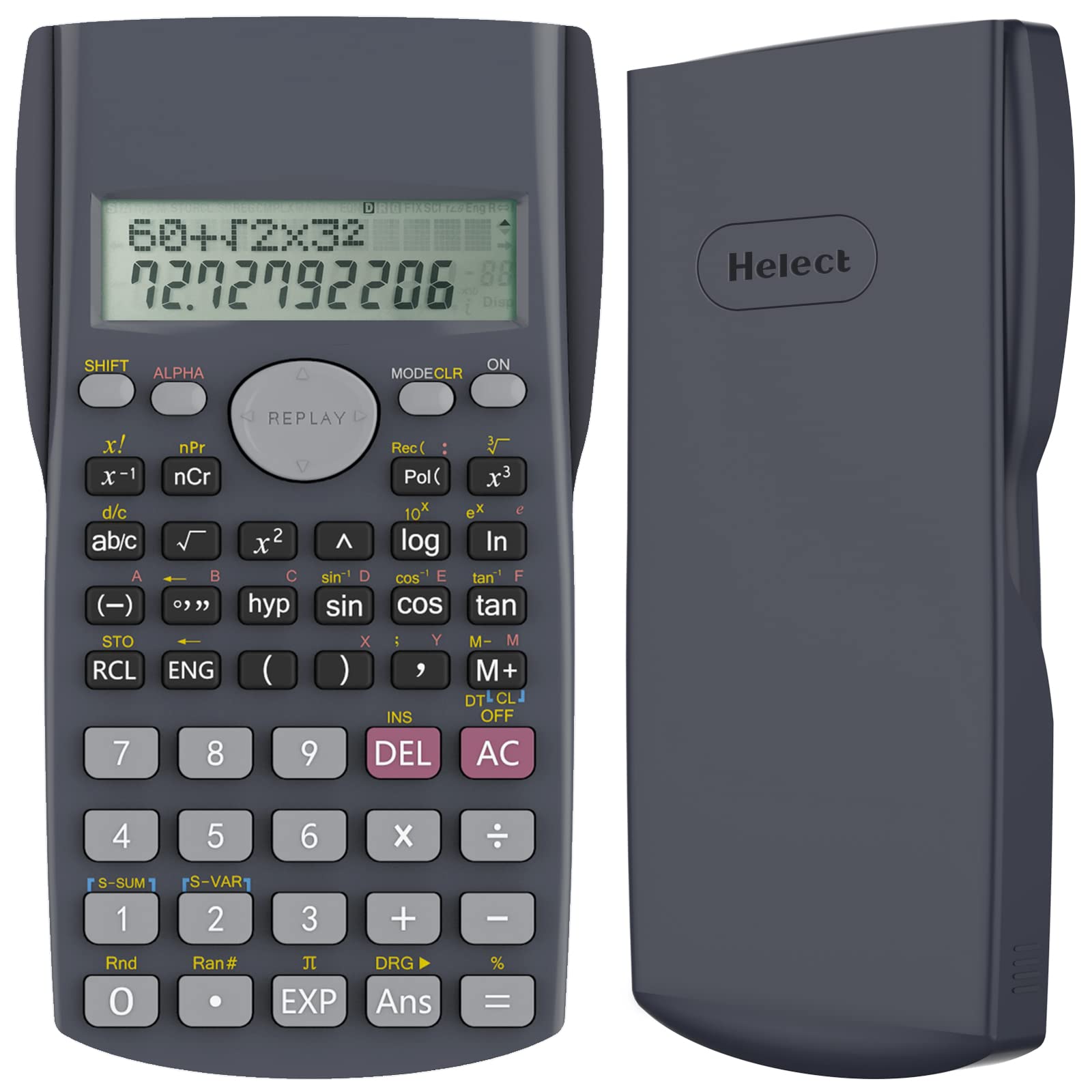 Helect 2-Line Engineering Scientific Calculator, Suitable for School and Business, Black