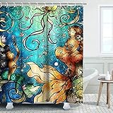 LIVILAN Mermaid Shower Curtain, Jellyfish Fabric